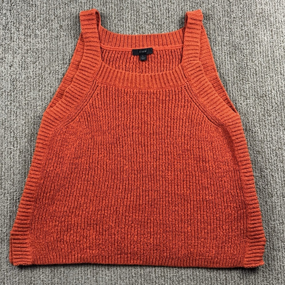 J Crew Womens L Knit Tank Square Neck Sweater Orange